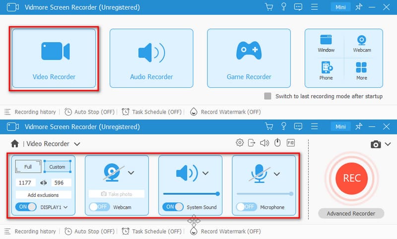 Video Recorder im Tool auswählen