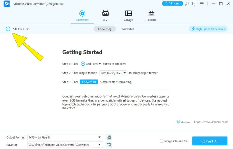 Vidmore MOV-Dateien hinzufügen