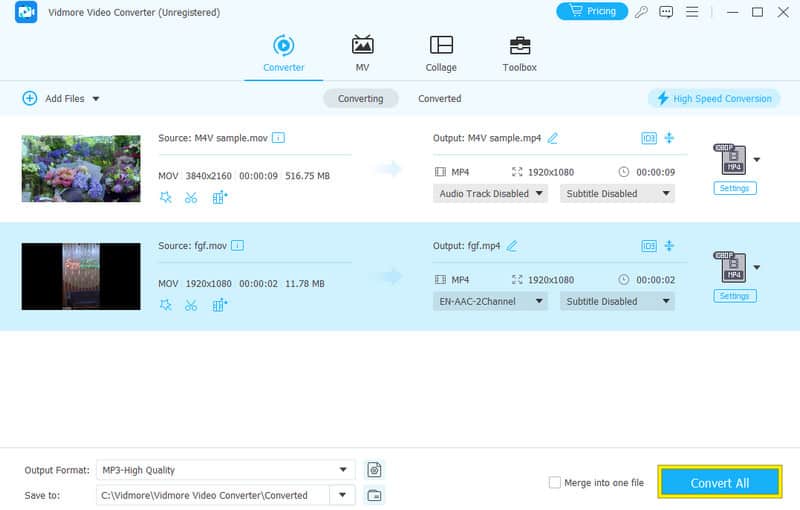 Vidmore MOV-Dateien konvertieren