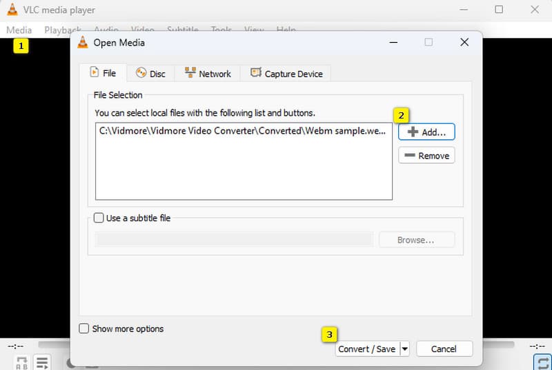 WebM-Konverter VLC Hochladen