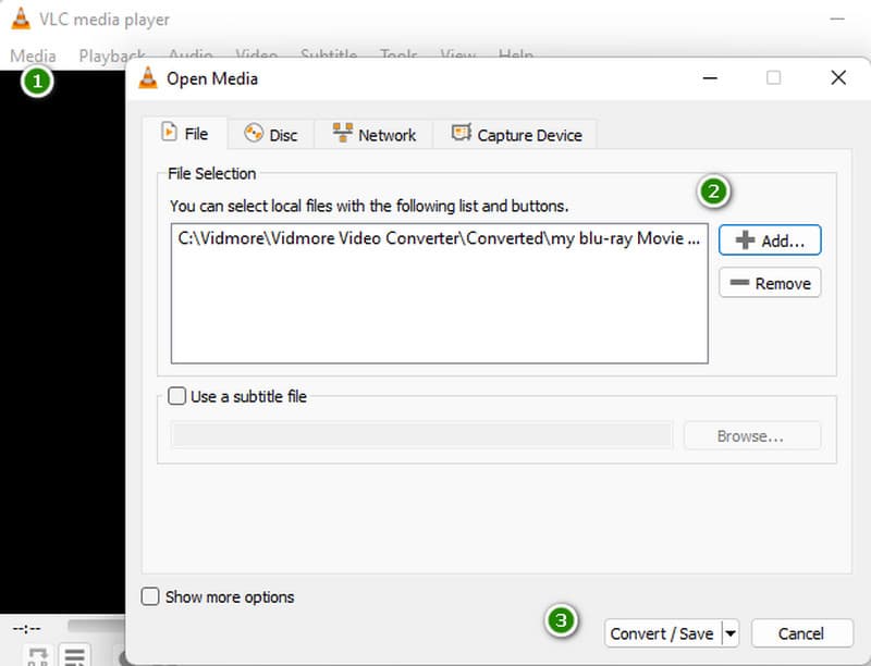 AVI zu MP4 VLC Dateien hochladen