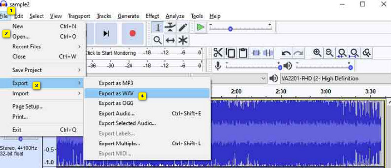 FLAC in WAV mit Audacity konvertieren