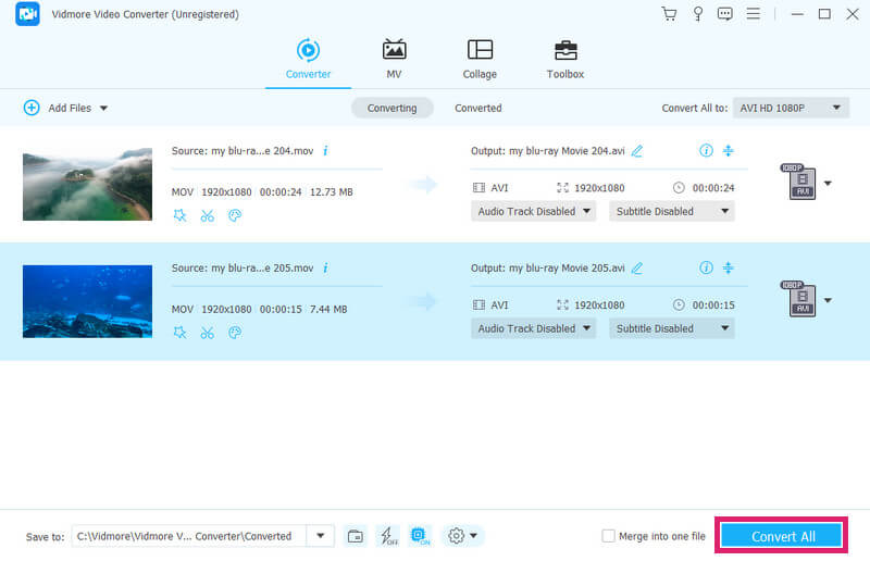MOV AVI Vidmore Dateien konvertieren