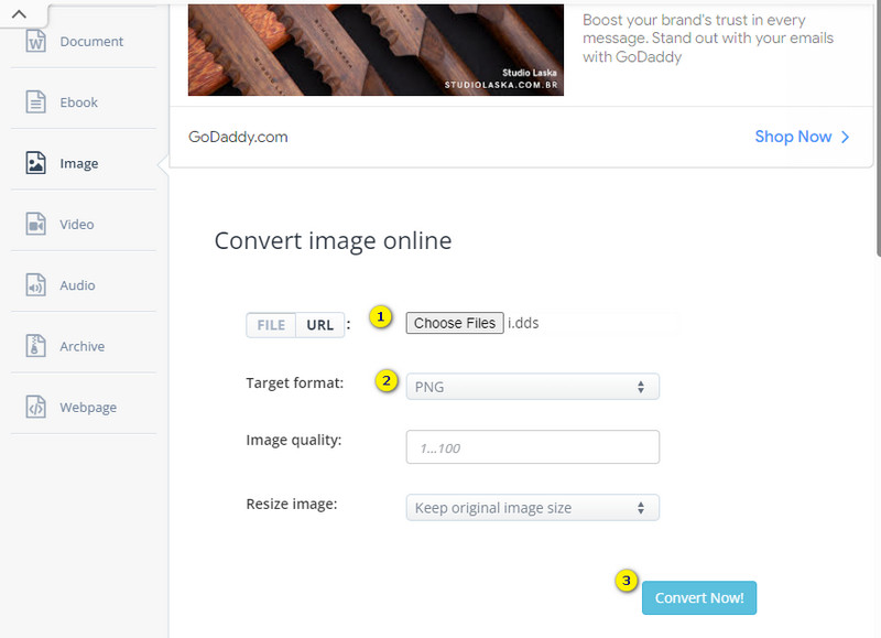 DDS PNG mit AConvert konvertieren