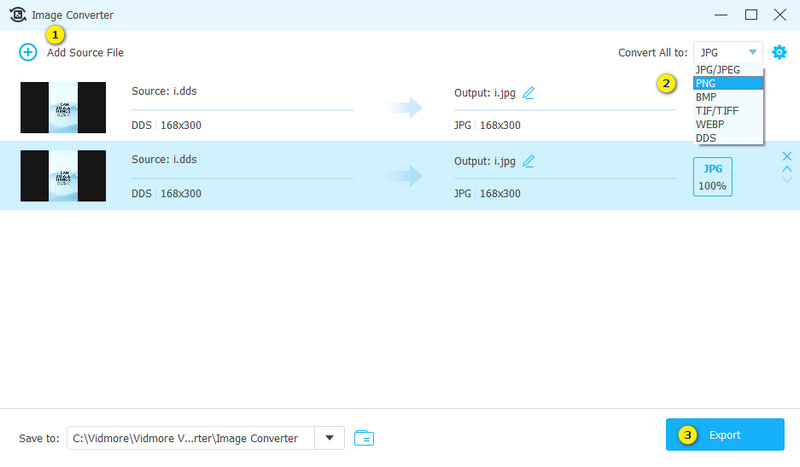DDS PNG Vidmore konvertieren