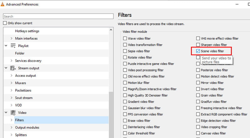 Scene Video Filter anklicken