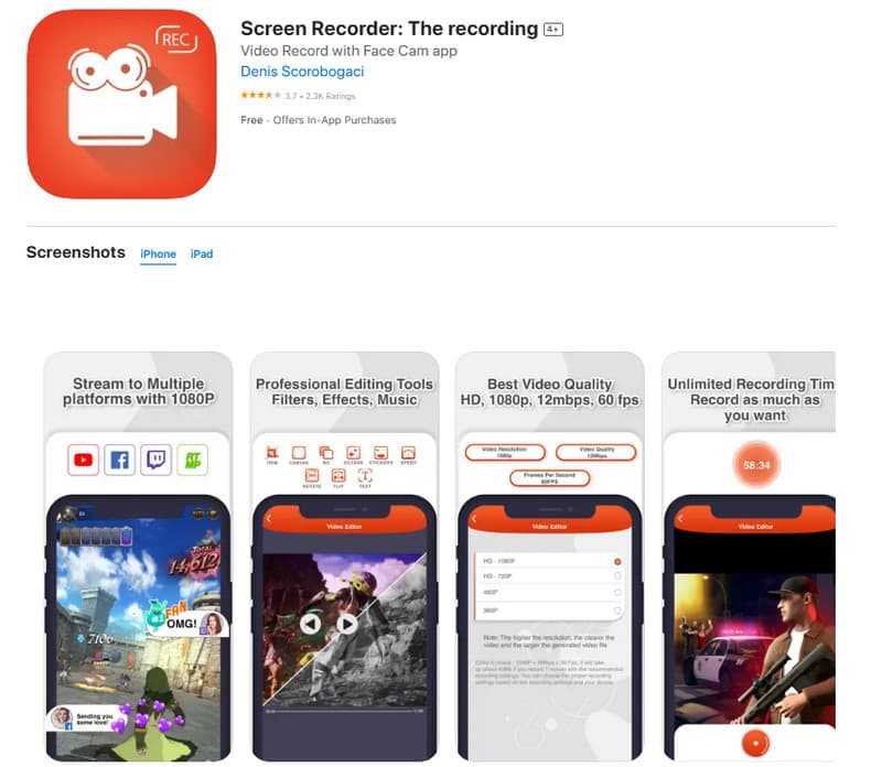 iPhone Bildschirmrekorder Face Cam