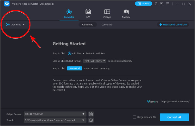 SWF-Konverter Vidmore hinzufügen