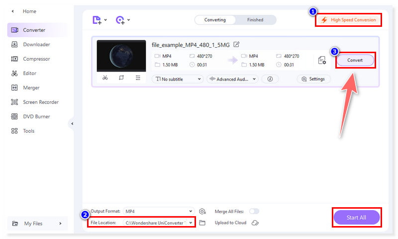 Wondershare Konvertierung starten