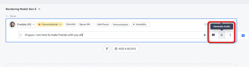 Auf „Generate Audio“ klicken