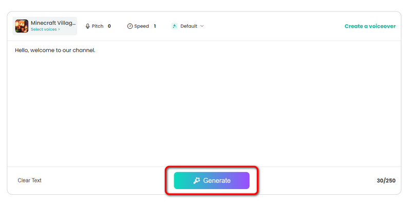 Auf die Schaltfläche „Generate“ klicken