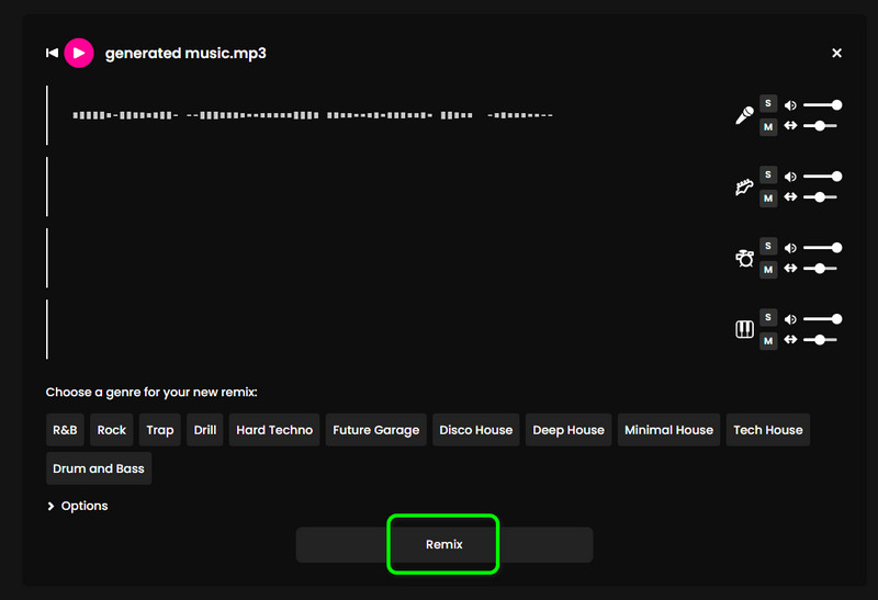 Klicken Sie auf die Schaltfläche „Remix“