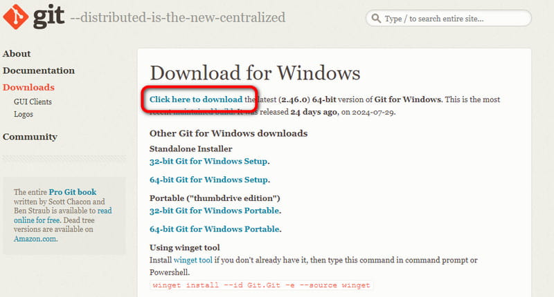 Herunterladen der Git‑Voraussetzungen