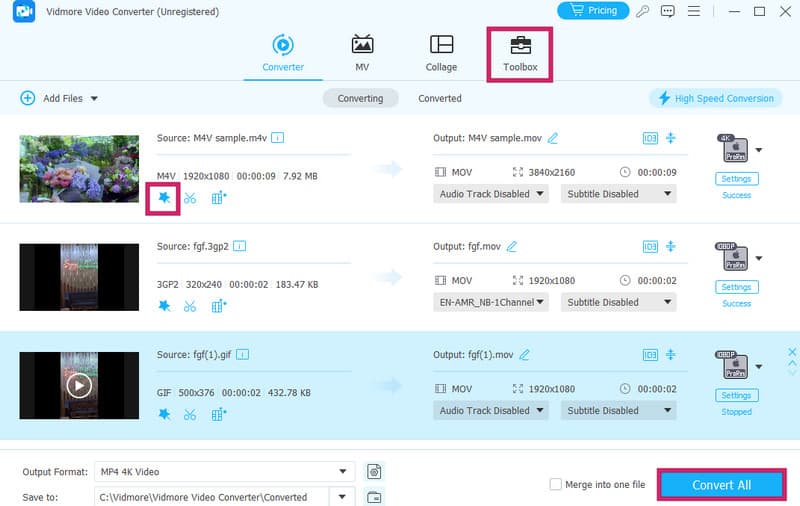ProRes mit Vidmore bearbeiten – Speichern