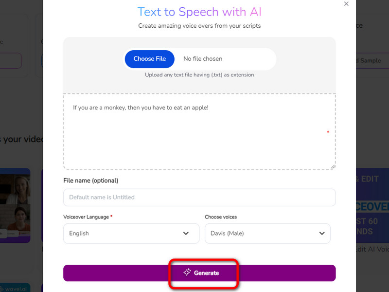 Abschließender Vorgang Generate‑Schaltfläche