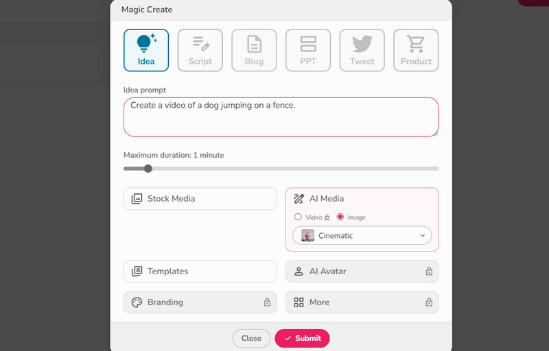 Idee-zu-Video-Funktion