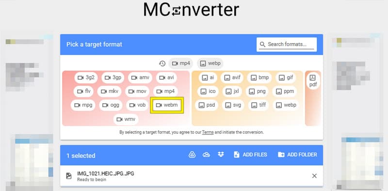 JPG PNG WebM MConverter Konvertieren