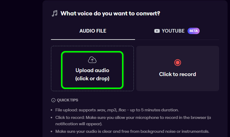 Revocalize Audio hochladen