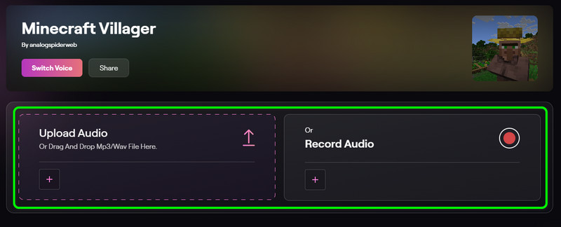 Audio hochladen aufnehmen