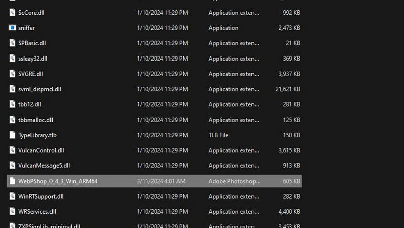 WebP-Plugin für Photoshop kopieren
