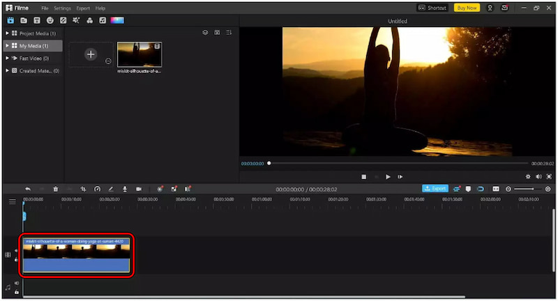 Video auf die Zeitleiste ziehen