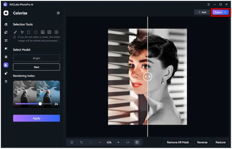 Koloriertes Bild exportieren