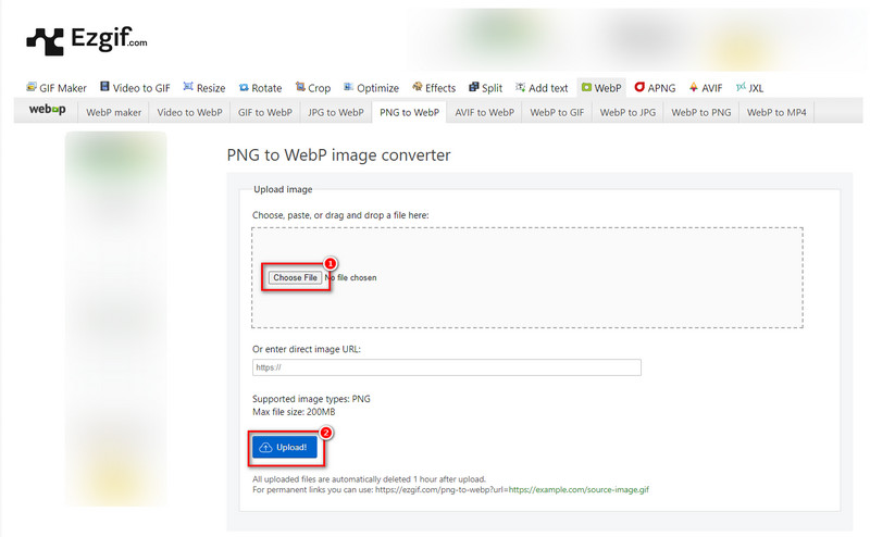 Bild in Ezgif hochladen