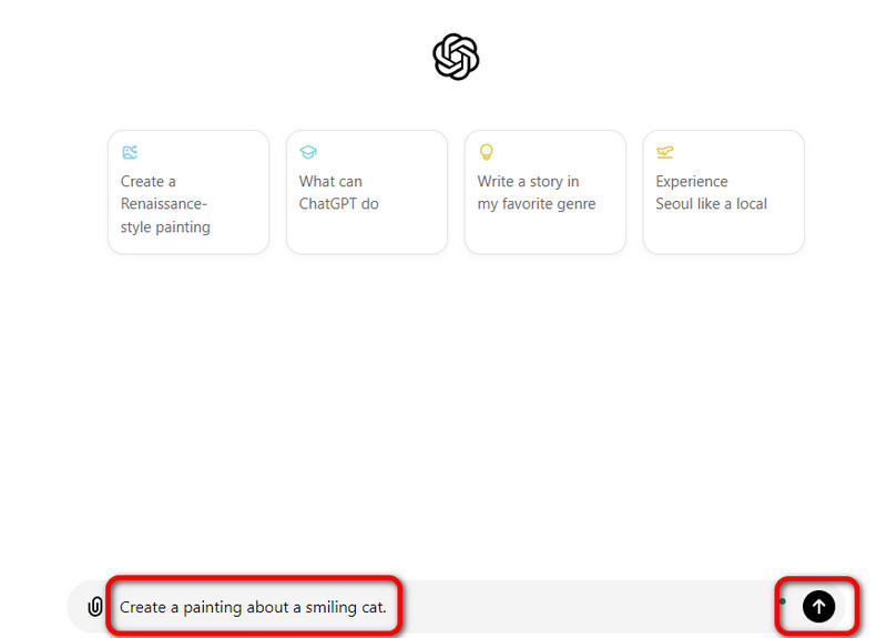 Pfeil-Schaltfläche zum Eingeben von Prompts