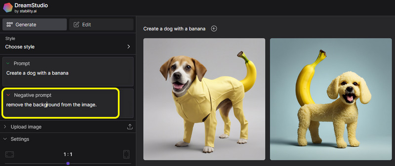 Negative-Prompt-Funktion