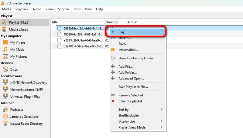 Rechtsklick Wiedergabe
