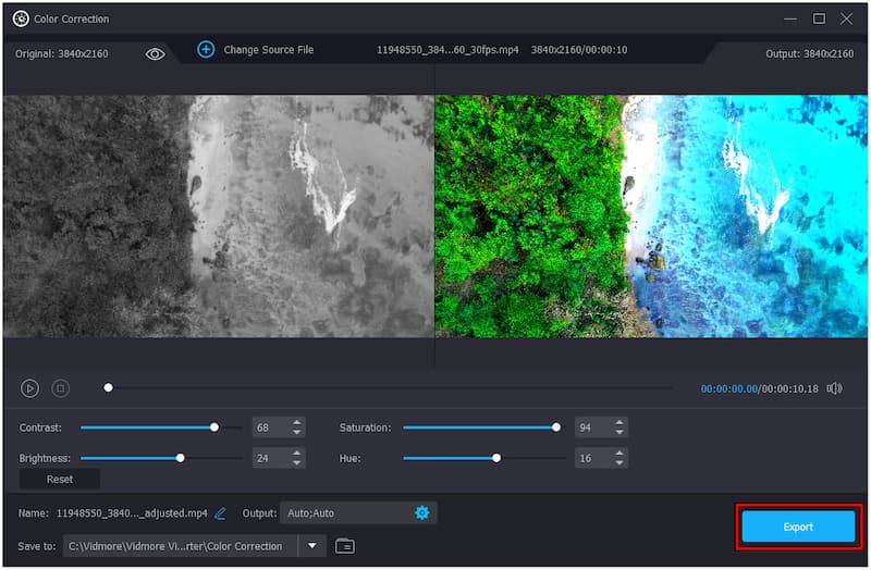 Koloriertes Video speichern