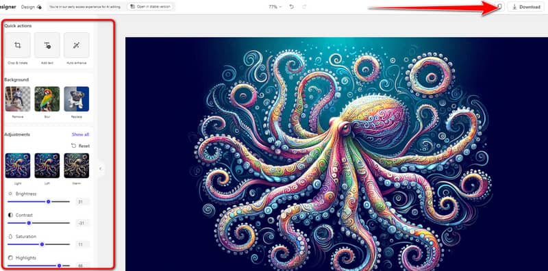 Generiertes, bearbeitetes Bild speichern