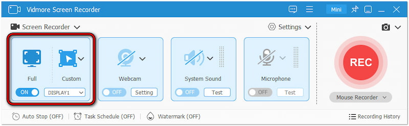 Bildschirmaufnahmegröße auswählen