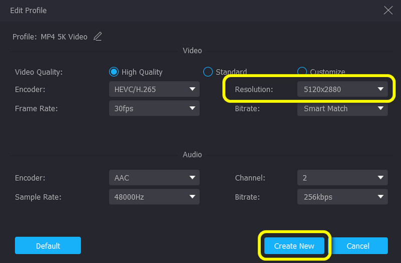 Auflösung auswählen