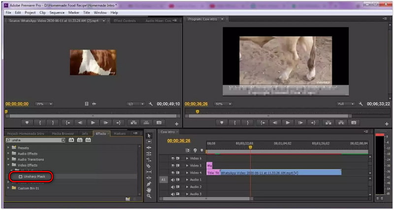 Unscharf maskieren auswählen