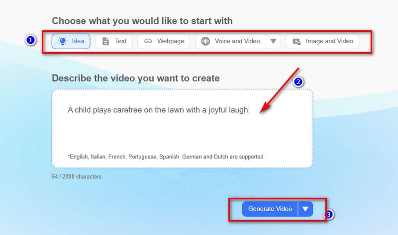 Visla KI Idee eingeben