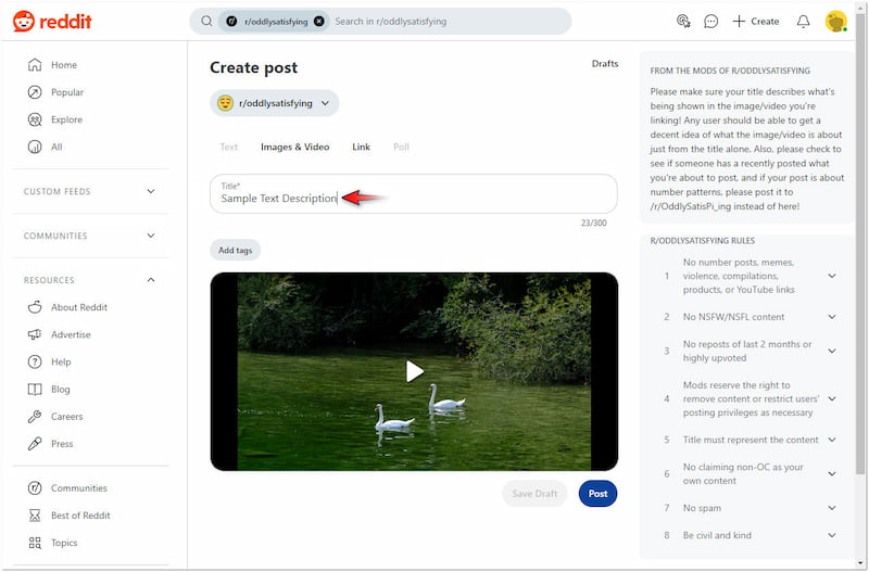 Textbeschreibung hinzufügen
