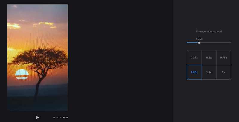 Clideo‑Funktion „Video beschleunigen“