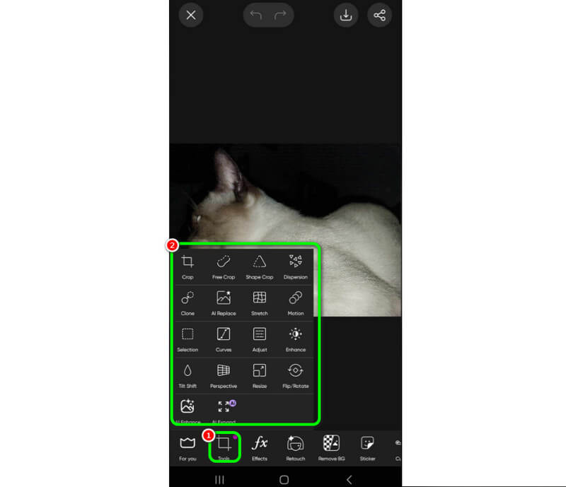 Zum Menü „Tools“ gehen
