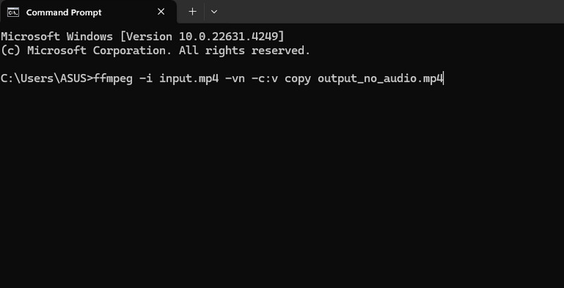 Befehl zum Entfernen von Audio einfügen