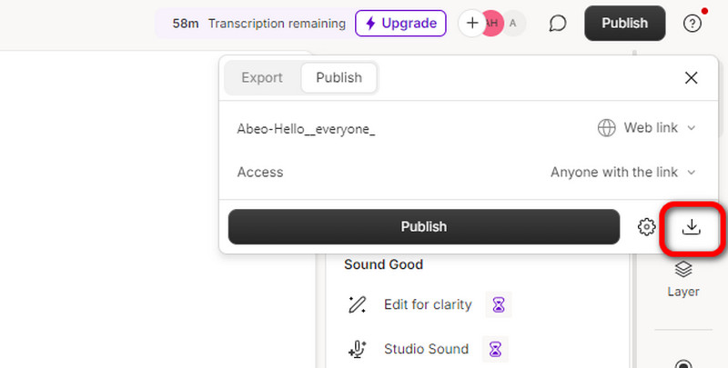 Schaltfläche „Veröffentlichen“ herunterladen