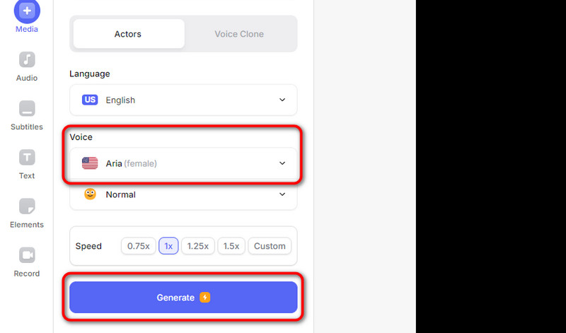 Sprachoption Generate