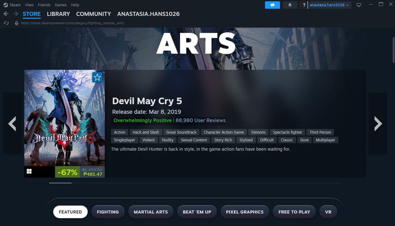 Wählen Sie das Spiel Steam aus