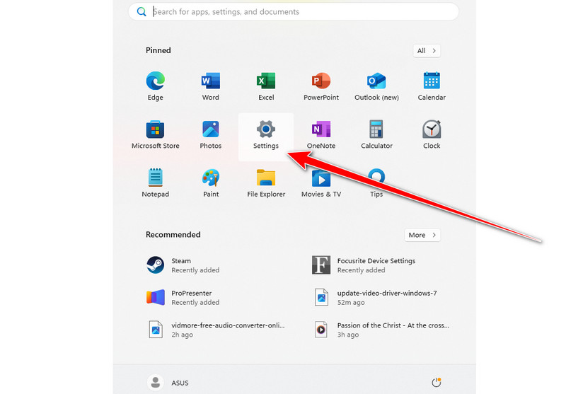 Startmenü-Symbol „Einstellungen“