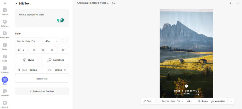 Text hinzufügen-Funktion