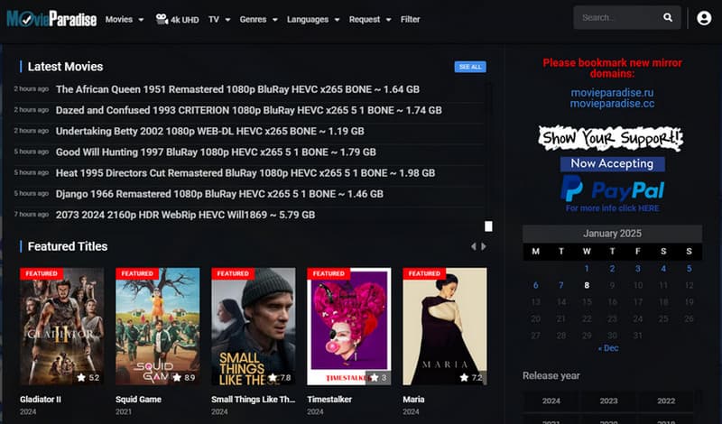 Movie Paradise Download-Seite