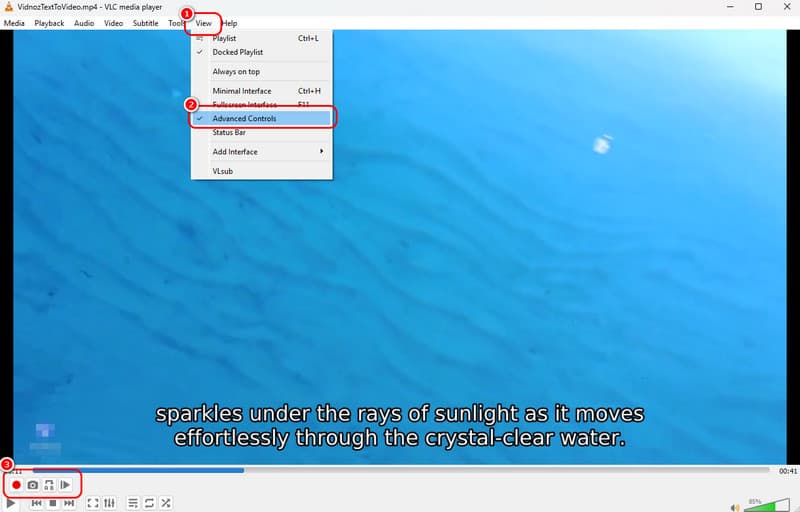 Ansicht > Erweiterte Steuerung – VLC