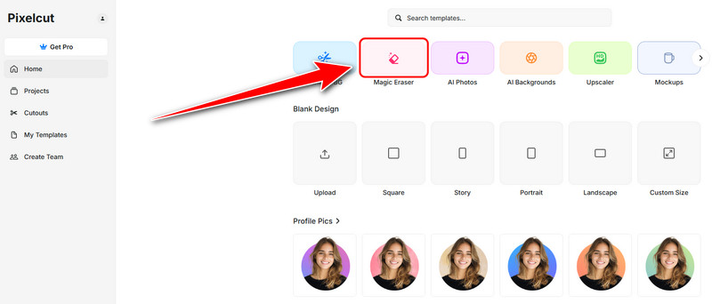 Auf Magic Eraser klicken Pixelcut