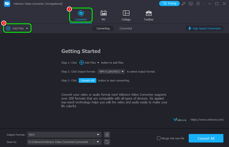 Converter‑Menü Vidmore