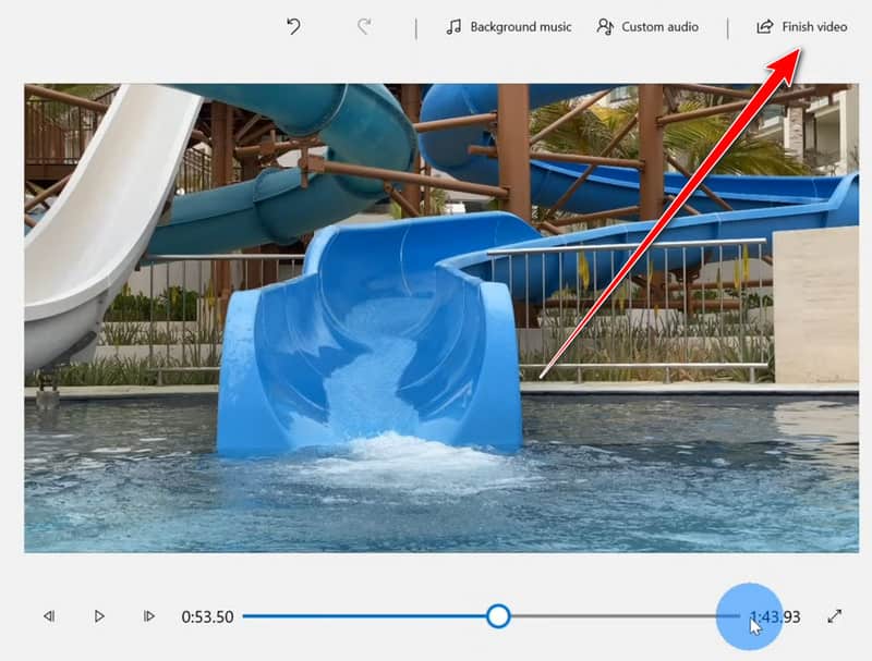 Schaltfläche „Video fertigstellen“ Fotos-App